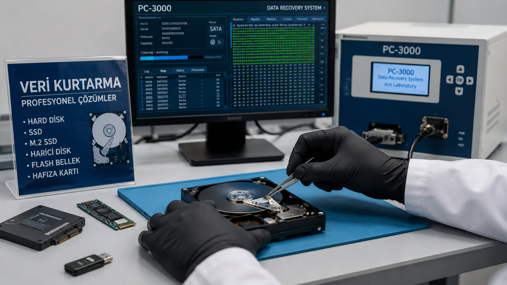 Ankara Veri Kurtarma Hard Disk, SSD, M.2 SSD, Flash Bellek ve Harici Disk Veri Kurtarma Hizmeti